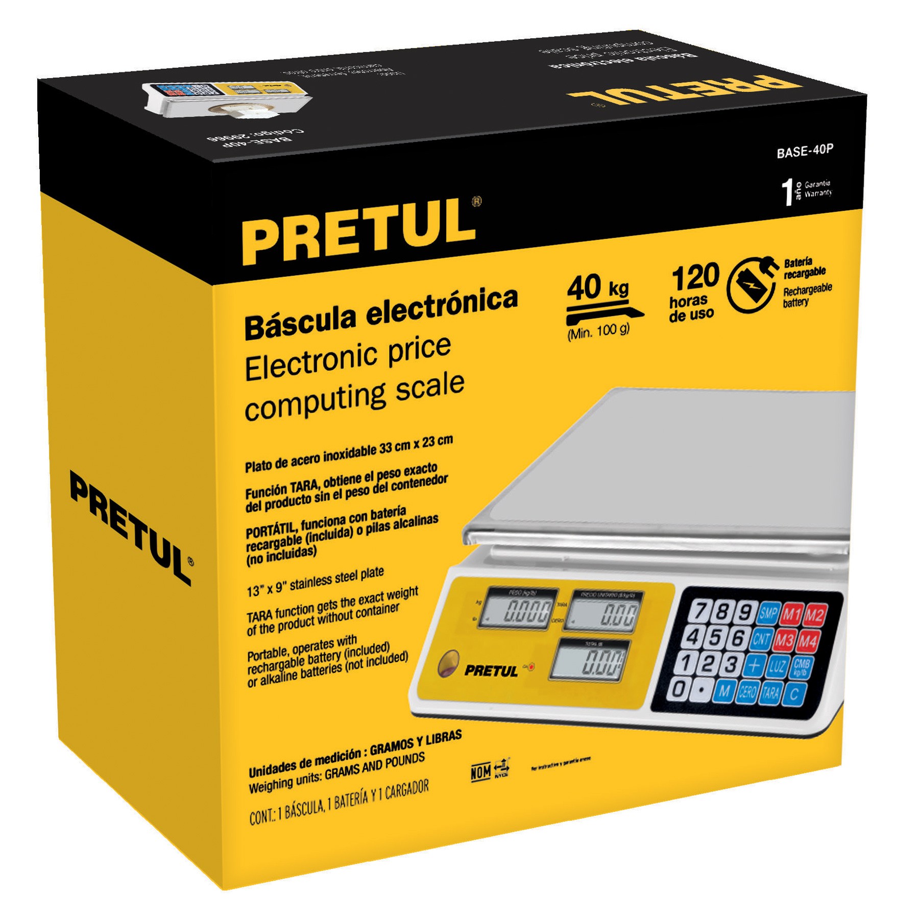 Báscula capacidad 40 kg electrónica multifunciones, Pretul - Imagen 4