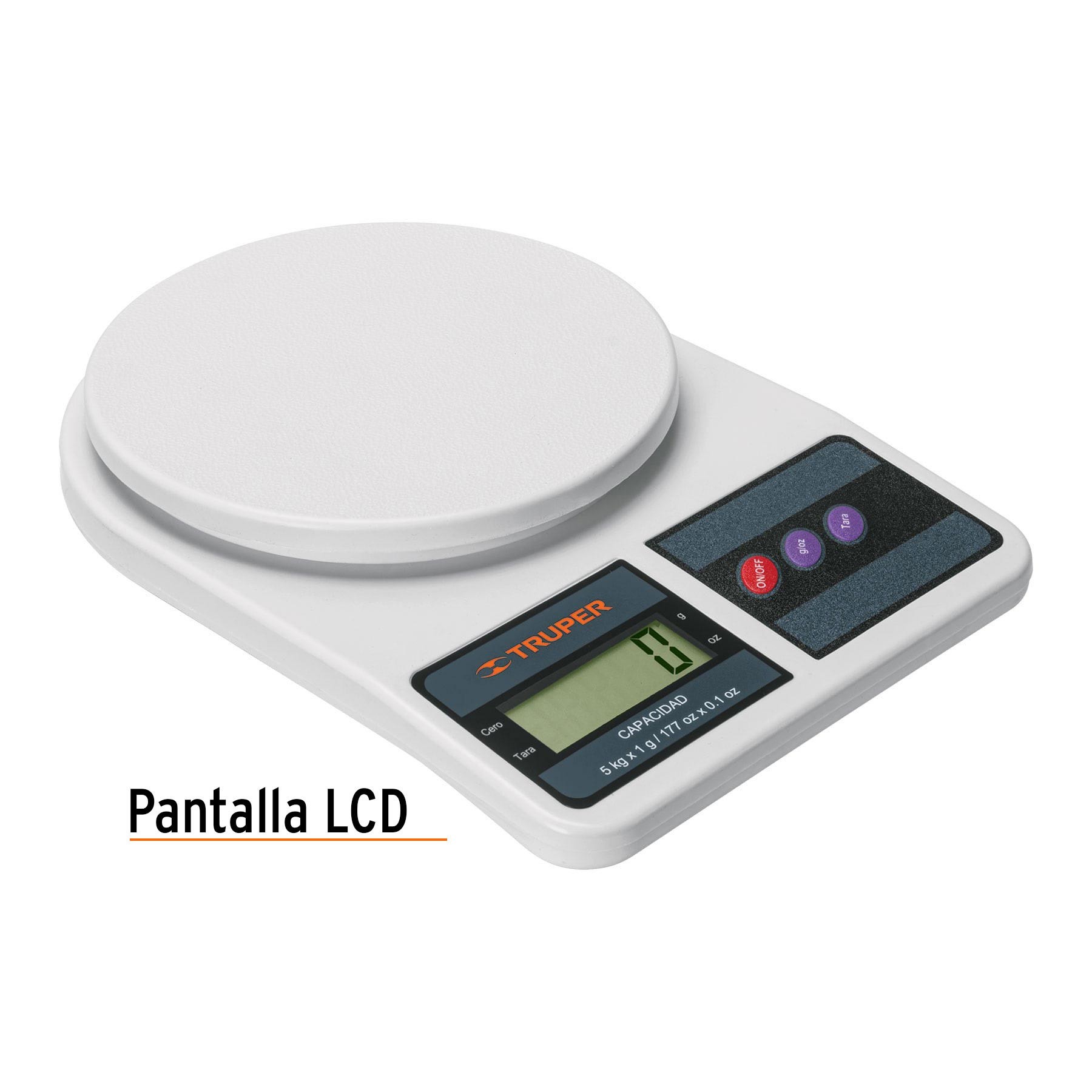 Báscula capacidad 5 kg digital para cocina, Truper - Imagen 2