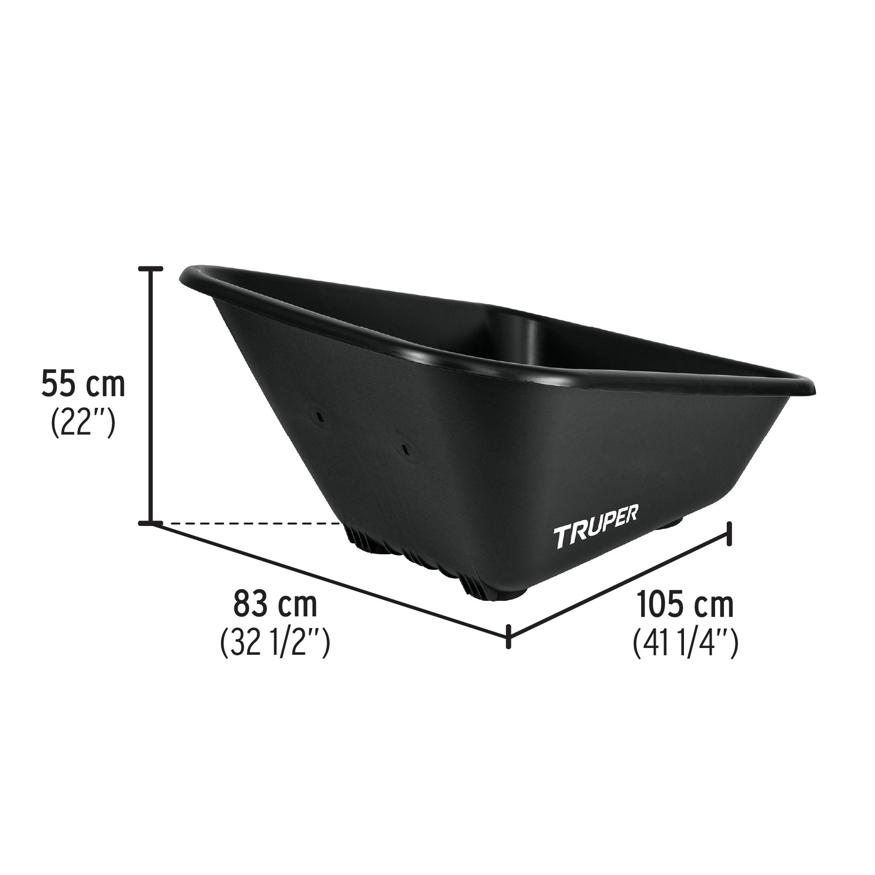 Carretilla c/plástica 8 ft3 Doble llanta neumática b/madera - Imagen 2
