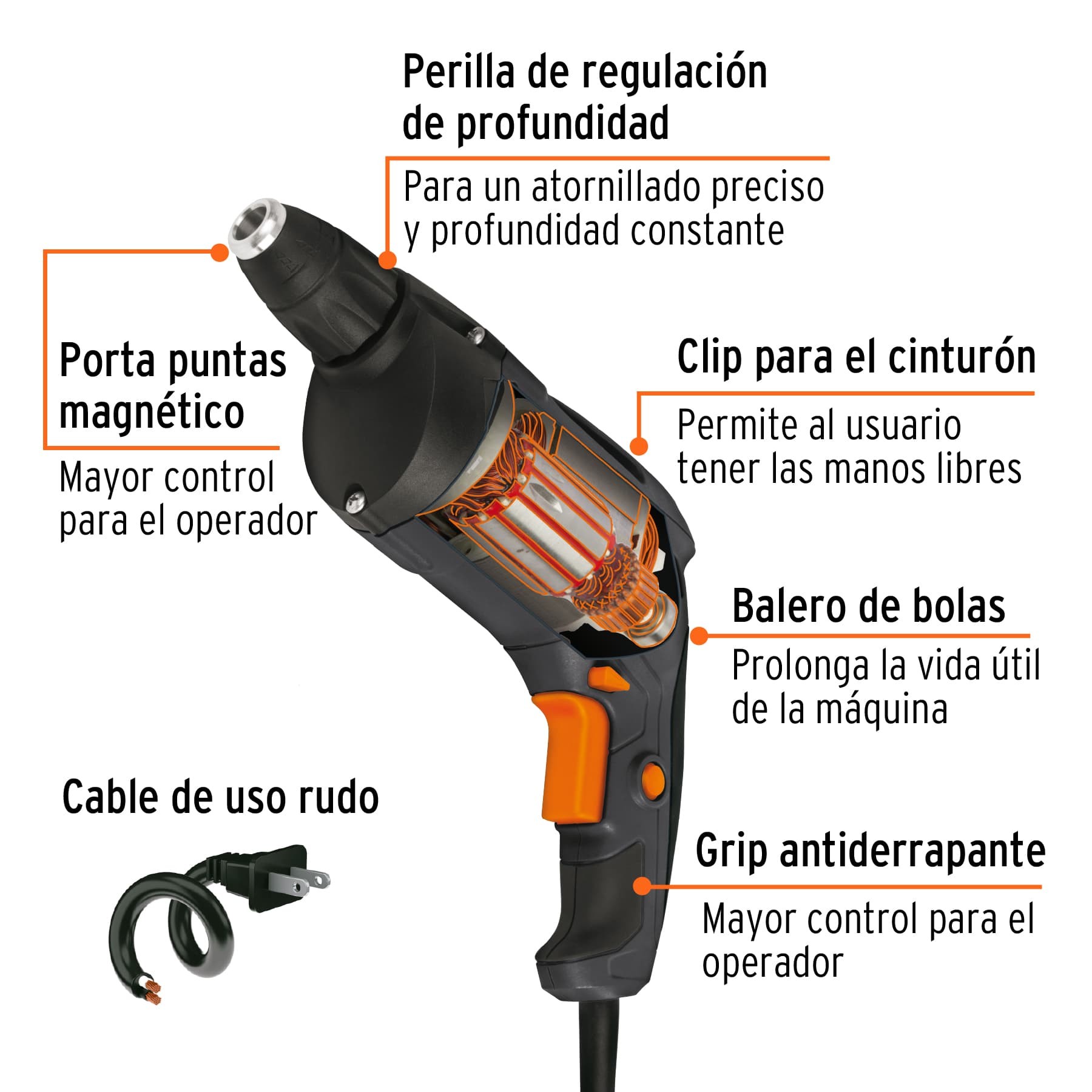 Destornillador para pared de yeso 540 W, industrial, Truper - Imagen 3
