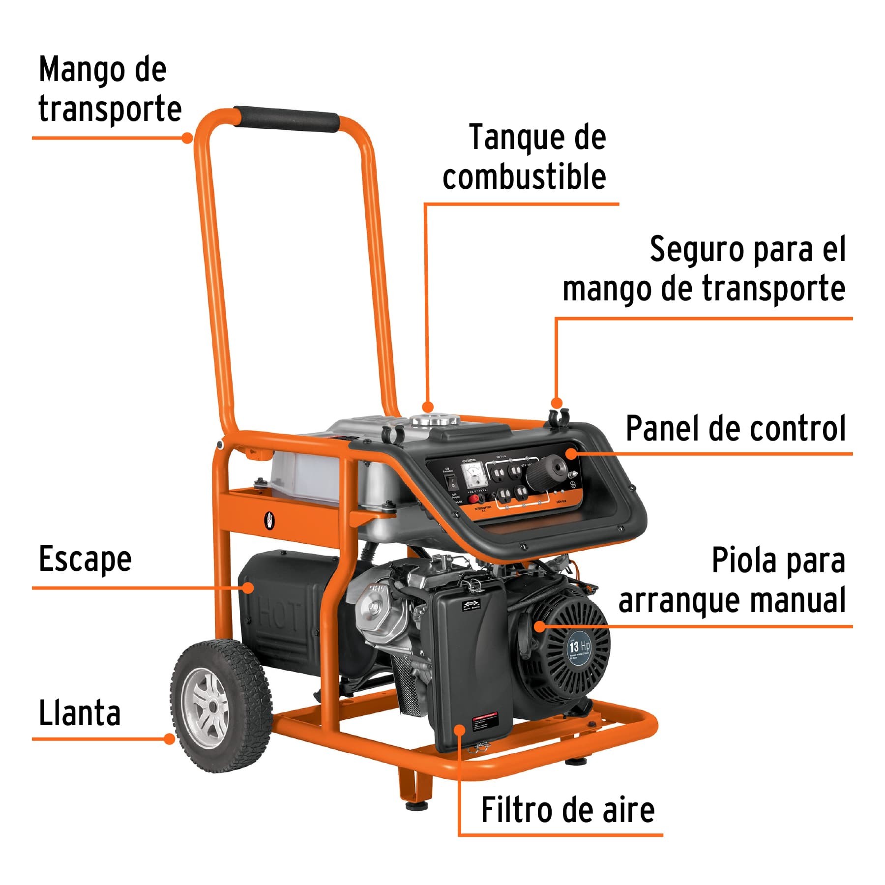 Generador eléctrico portátil 5.5 kW motor a gasolina, Truper - Imagen 6