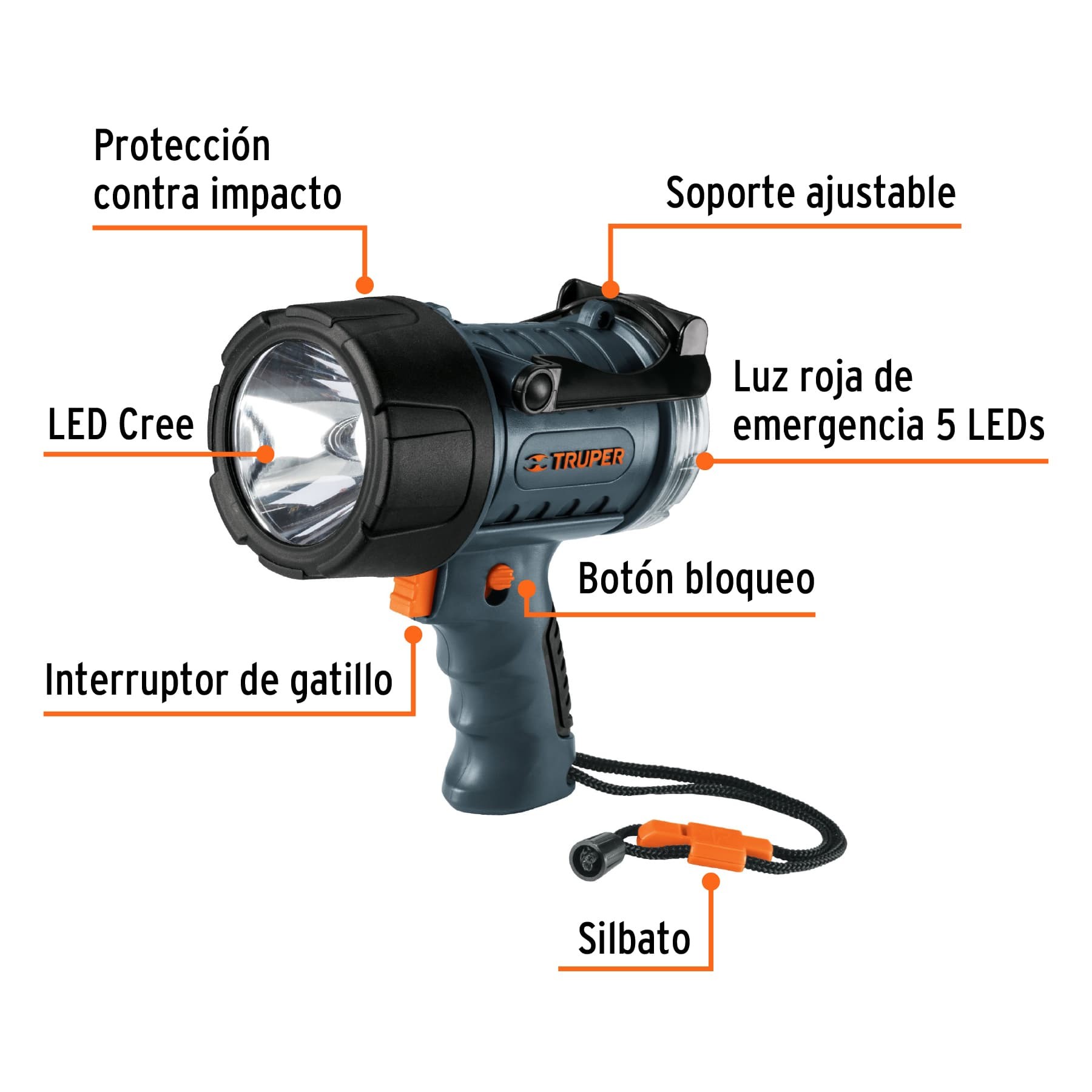 Lámpara recargable de LED 300 lm alta potencia, Truper - Imagen 3
