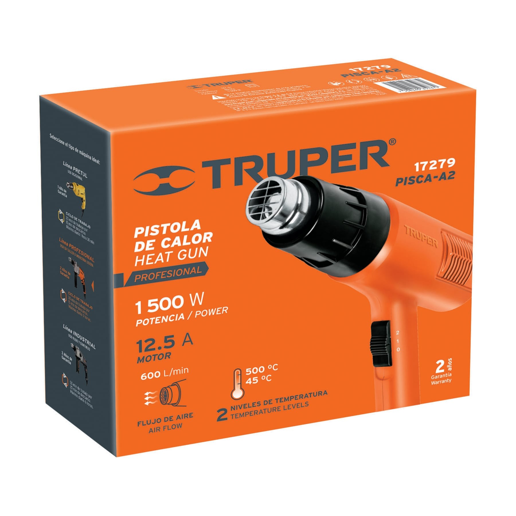 Pistola de calor 1500 W, profesional, Truper - Imagen 3