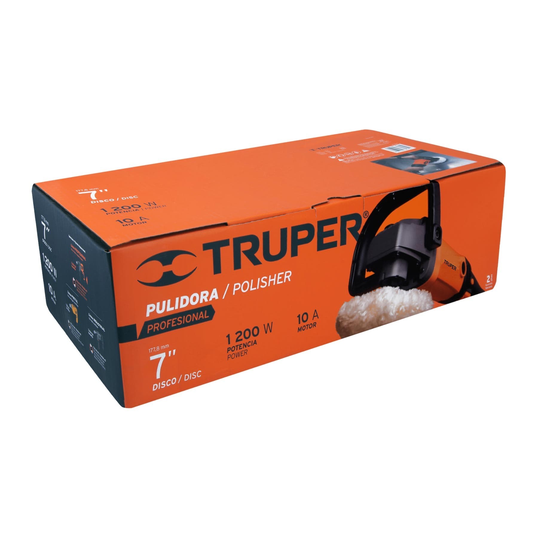 Pulidora 7" 1200 W velocidad variable, profesional, Truper - Imagen 3