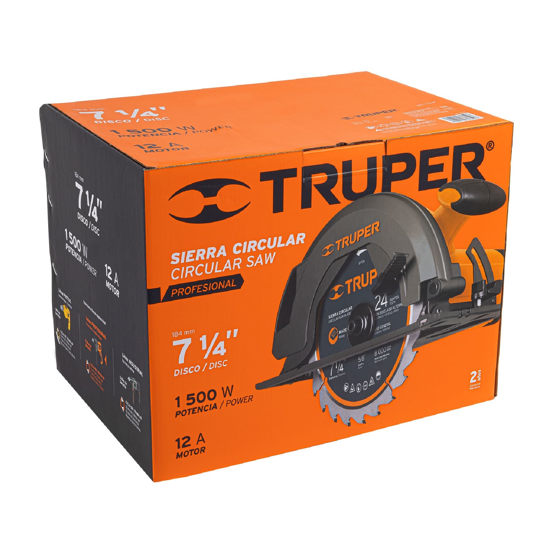 Sierra circular 7-1/4" 1500 W, profesional, Truper - Imagen 8