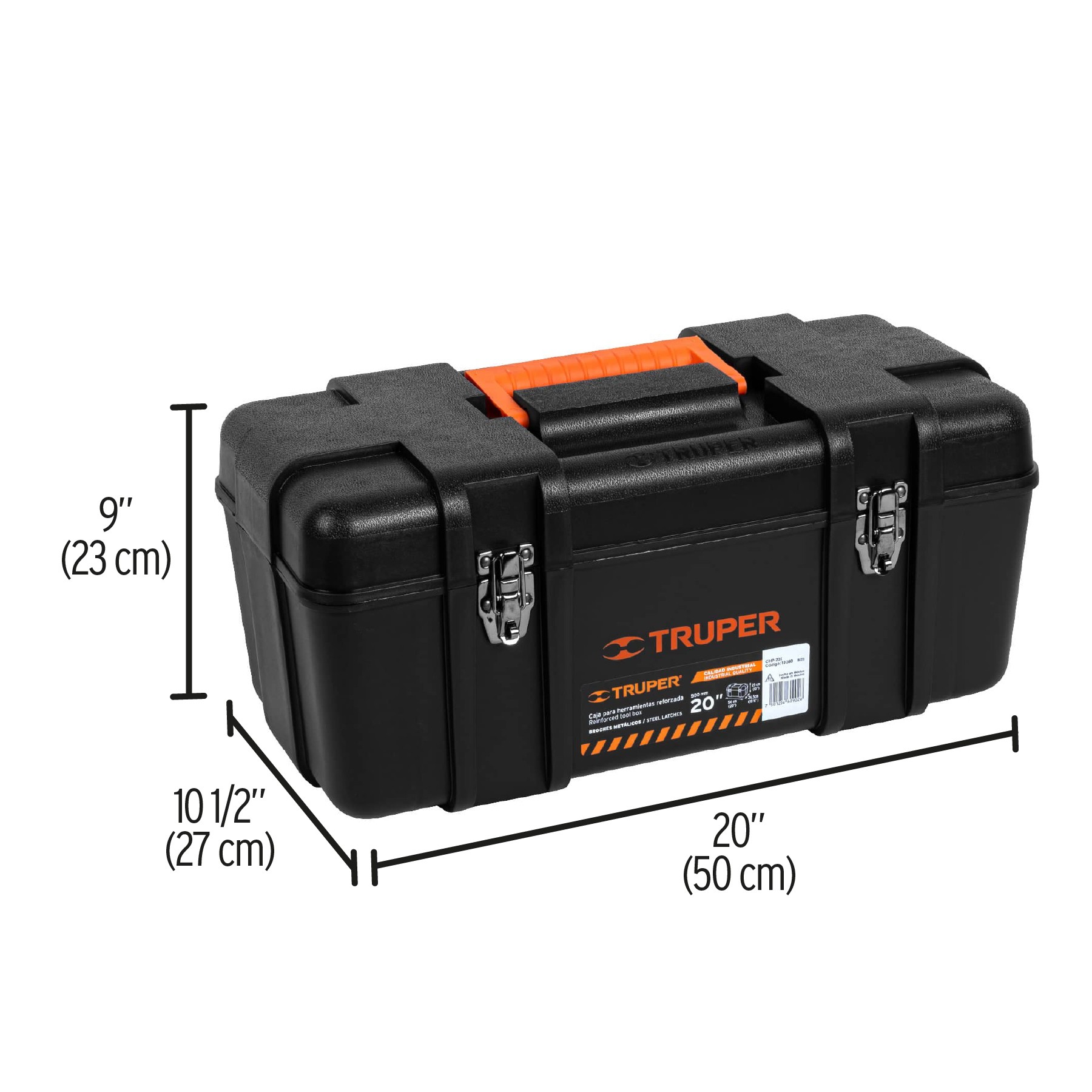 Caja para herramienta de 20" industrial, broches metálicos - Imagen 2