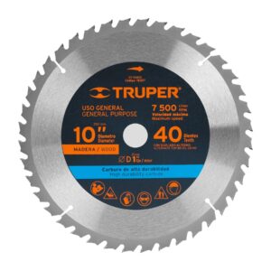 Disco sierra 10" para madera, 40 dientes centro 1", Truper