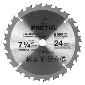 Disco sierras diámetro 7 1/4", centro 5/8", para madera, Pretul