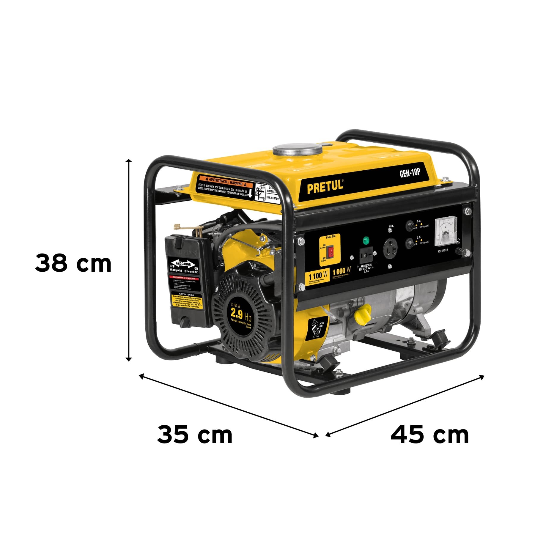 Generador eléctrico con motor a gasolina, 1.1 kW, Pretul - Imagen 3