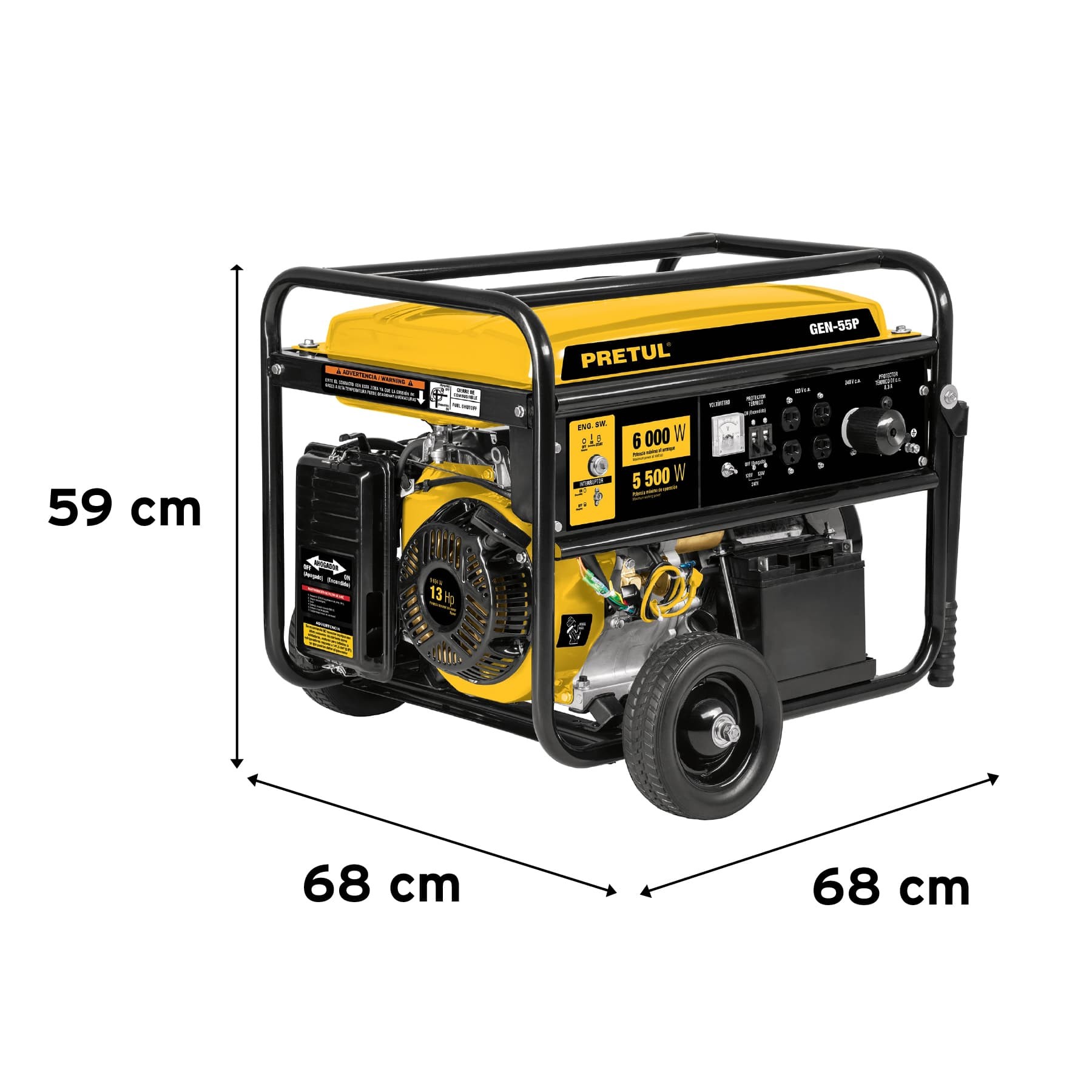 Generador eléctrico con motor a gasolina, 6.6 kW, Pretul - Imagen 6