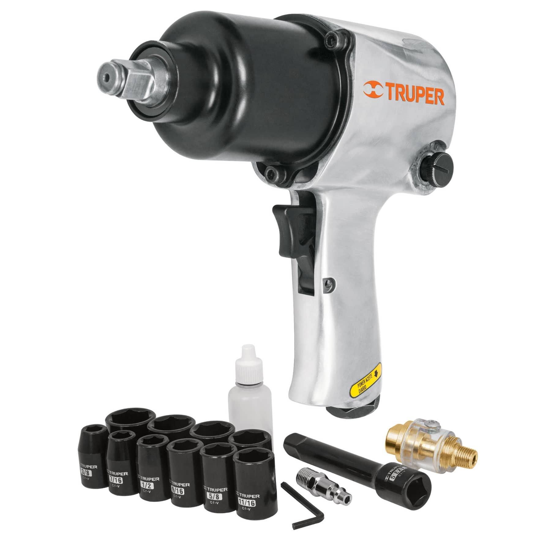 Kit de llave de impacto 1/2" ind. con estuche plástico