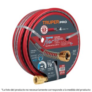 Manguera 1/2" super reforzada 4 capas 20 m conexiones metal