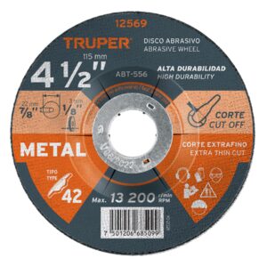 Disco Tipo 42 de 4-1/2" x 3.2 mm para corte de metal, Truper