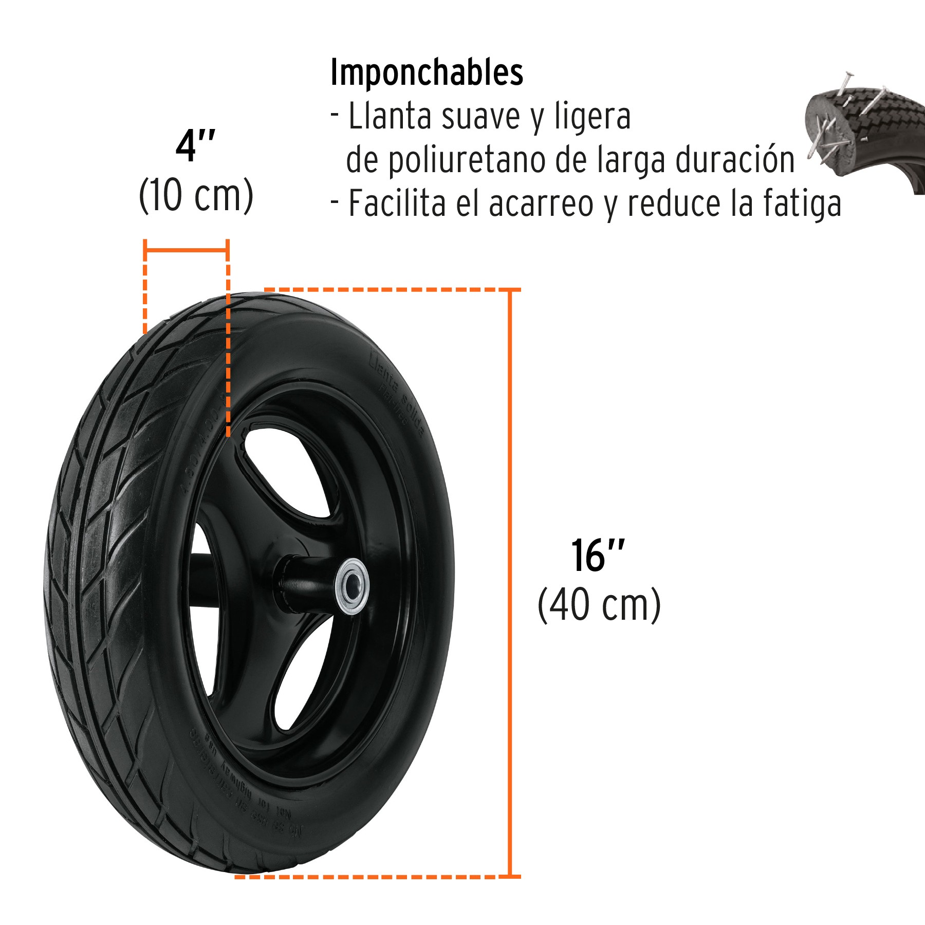 Carretilla 5.5 ft3 Imponchable, mangos de madera, Truper - Imagen 3