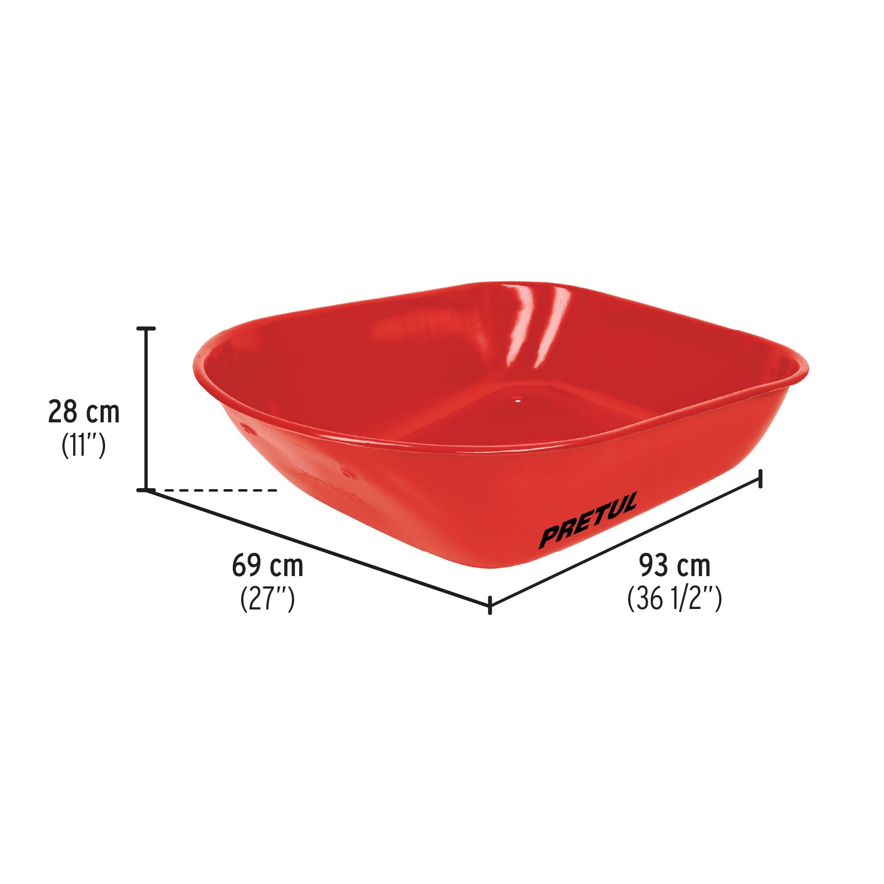 Carretilla 5.5 ft3 roja Imponchable, mangos de madera, Pretul - Imagen 4