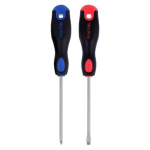Dúo de desarmadores 3/16" x 4" mango Comfort Grip, Pretul