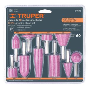 Juego de 10 piedras montadas zanco 1/4", uso general, Truper