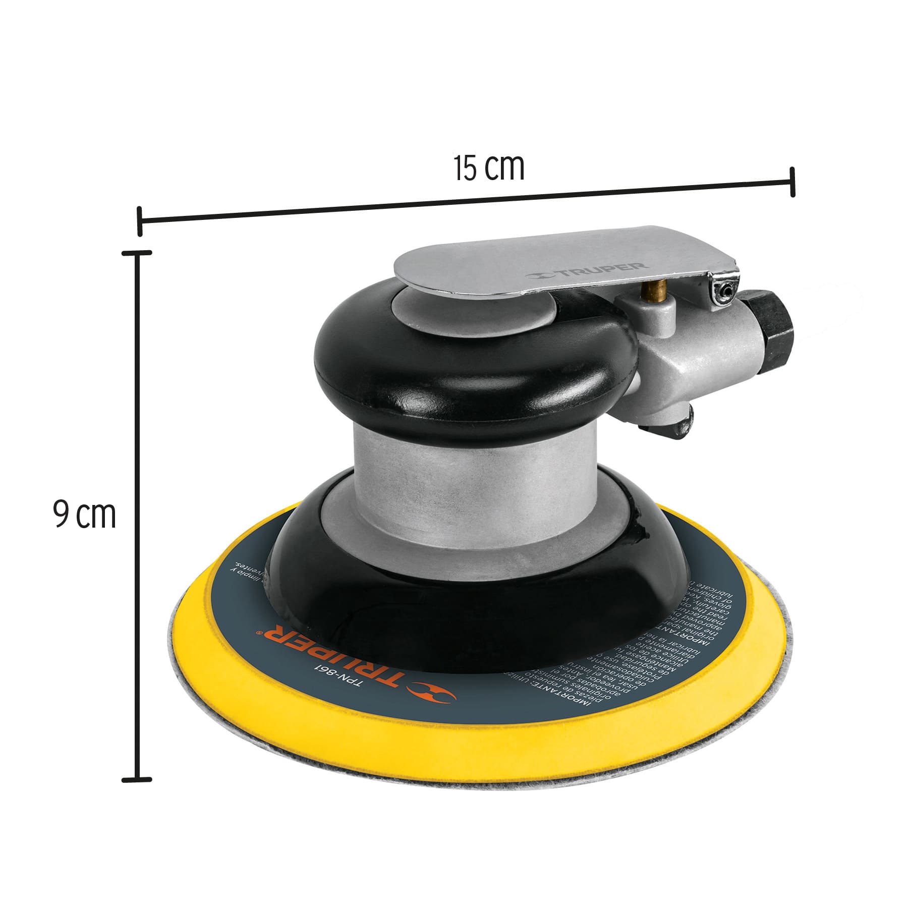 Lijadora orbital neumática industrial 6", truper - Imagen 2